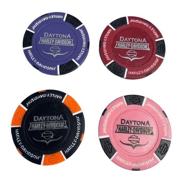 Harley Davidson Poker Chips Dealer Lot of 4 Daytona - Picture 1 of 2
